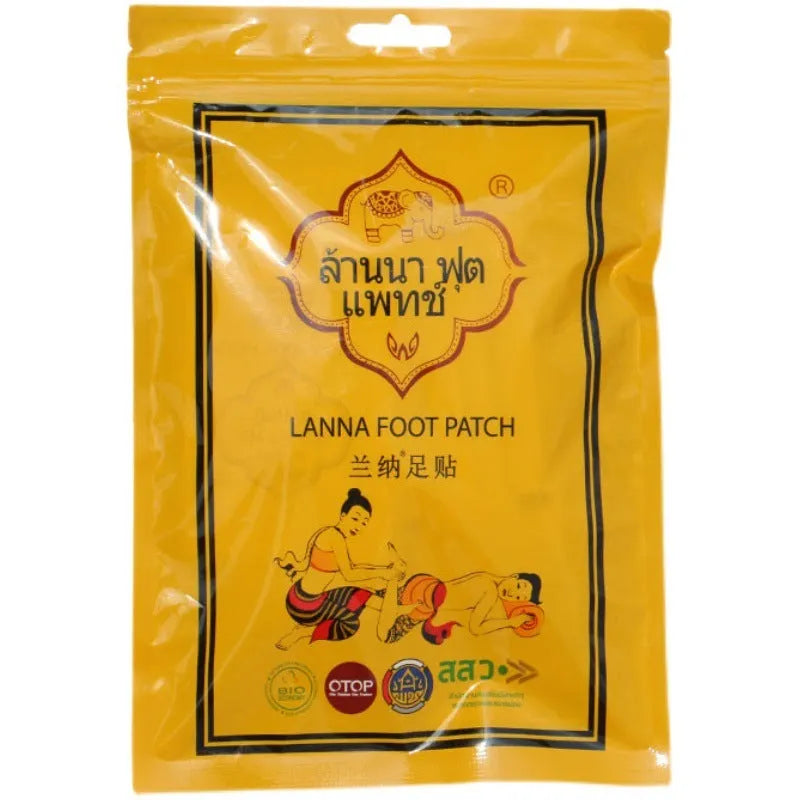 Pack of 10 fatigue relief foot patches with three-year shelf life for general skin types