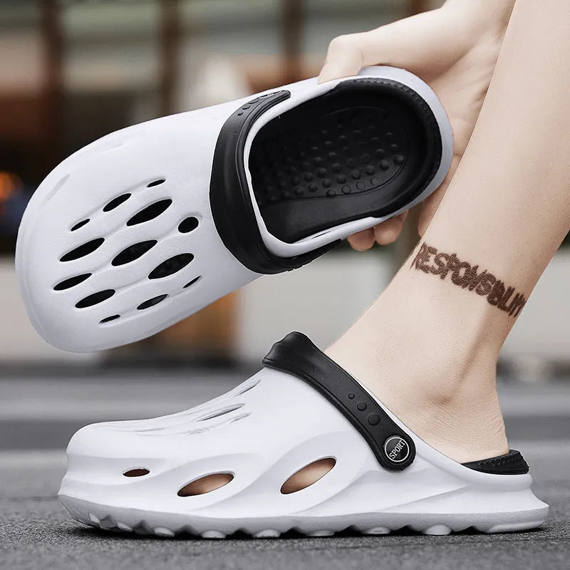 EVA lazy beach sandals in white, green, gray, or khaki, sizes 39-45, for indoor and outdoor use