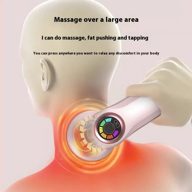 Pink, white, and black USB electric massager for cervical spine, waist, back, and leg use.