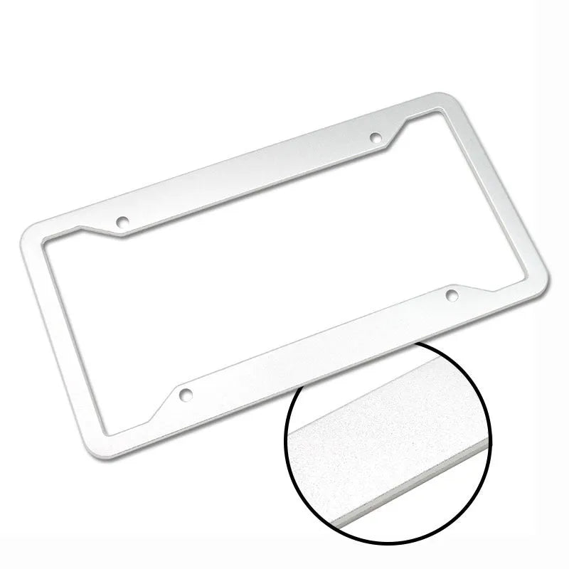 Aluminium alloy licence plate frame in black, light grey, sandblasted silver and stainless steel colours