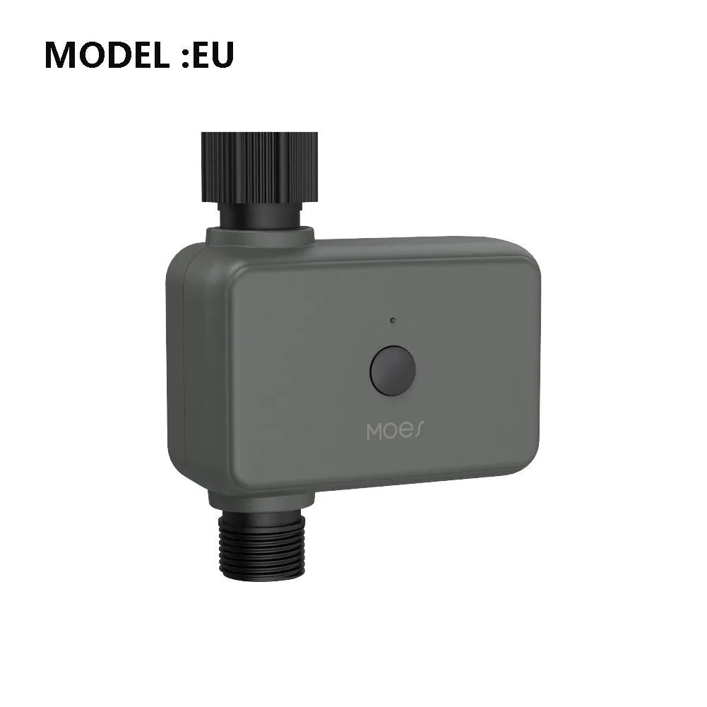Bluetooth garden sprinkler timer with Smart Life app control on a tap
