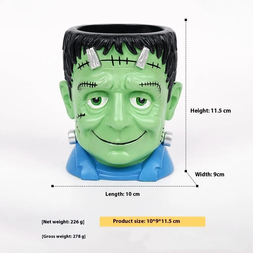 Halloween cartoon flower pot resin decorations in bandage zombie, death, Frankenstein and white ghost designs