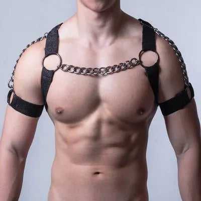 Black adjustable elastic belly band corset with metal chain, specification YLM-123, single pack