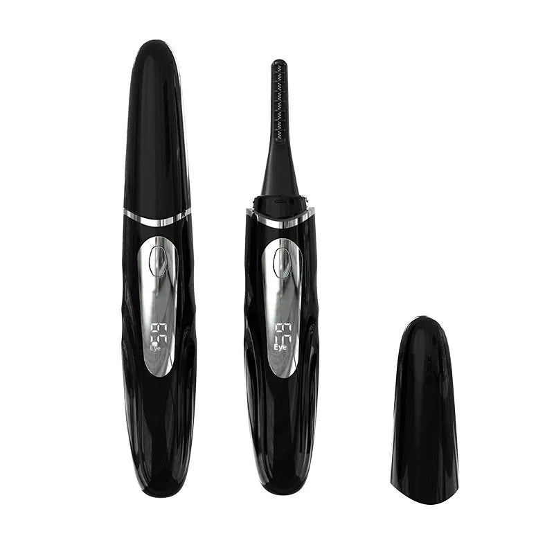 Intelligent digital display electric eyelash curler with four gears, tooth comb style, in black