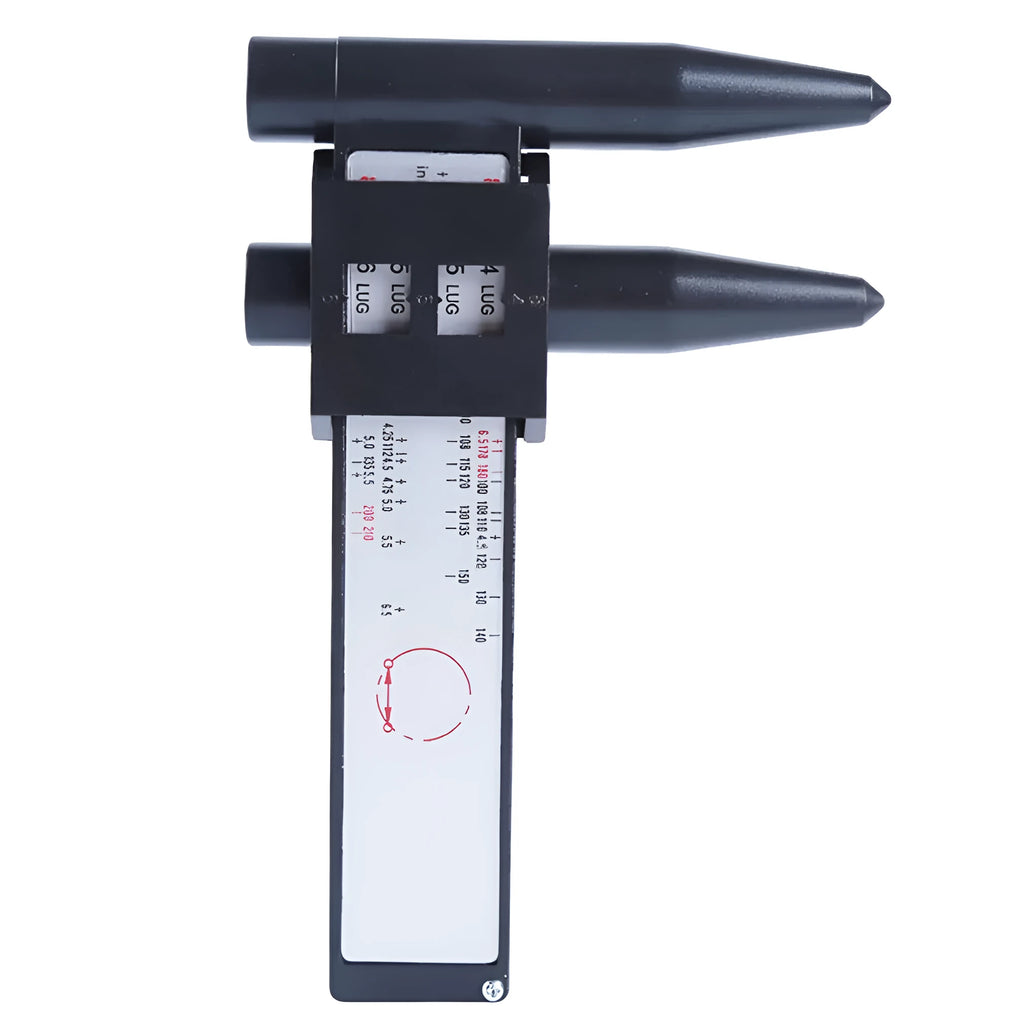 Plastic digital caliper hole distance measuring tool with 180mm range on a white background.