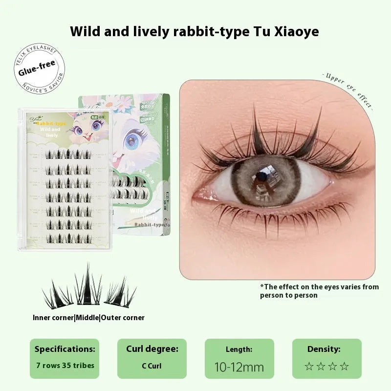 Glue-free self-adhesive false eyelashes in high-grade fibre, 0.07C size, hardcover seven-row tray, disposable style