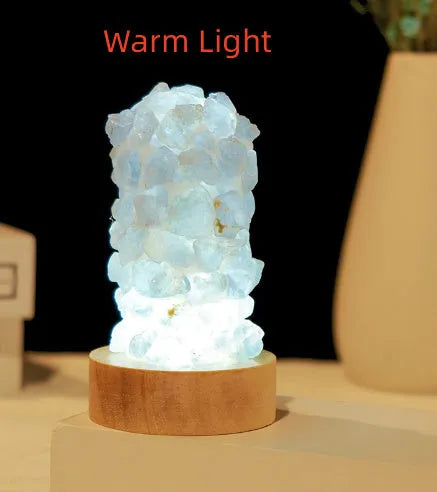 Amethyst crystal tooth flower USB night light with warm and cool white light settings