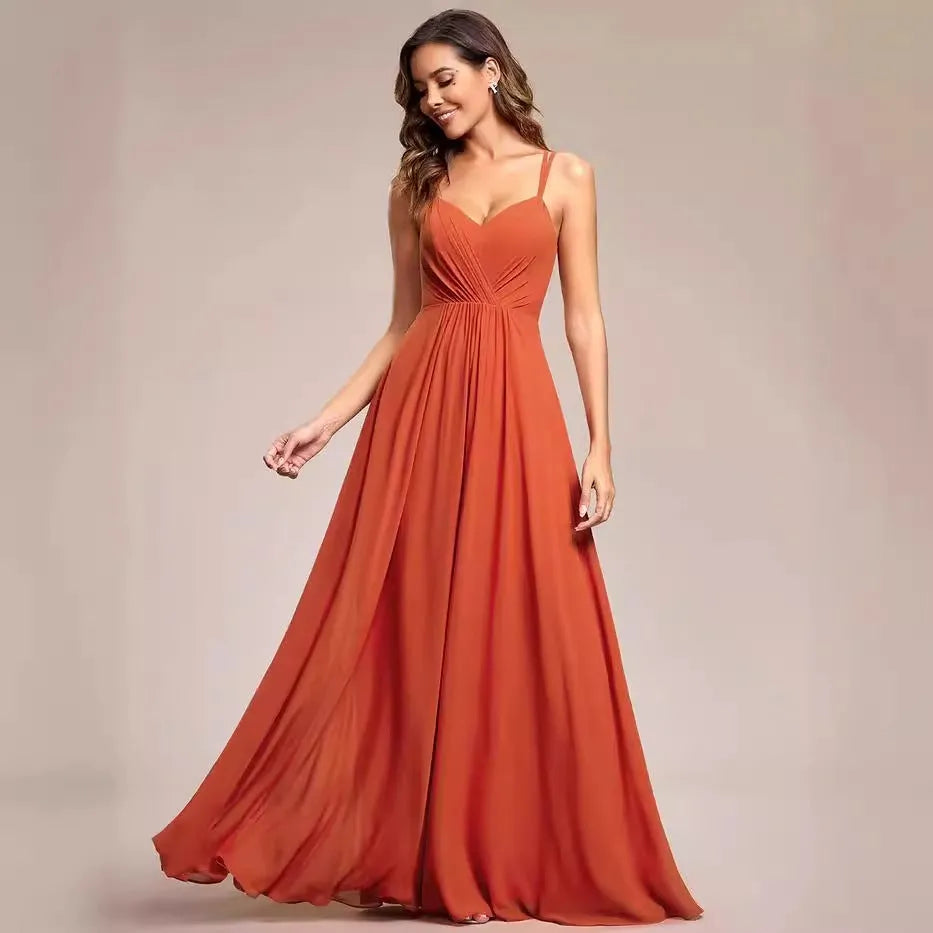 Women's long pleated sleeveless A-line dress in light green solid colour