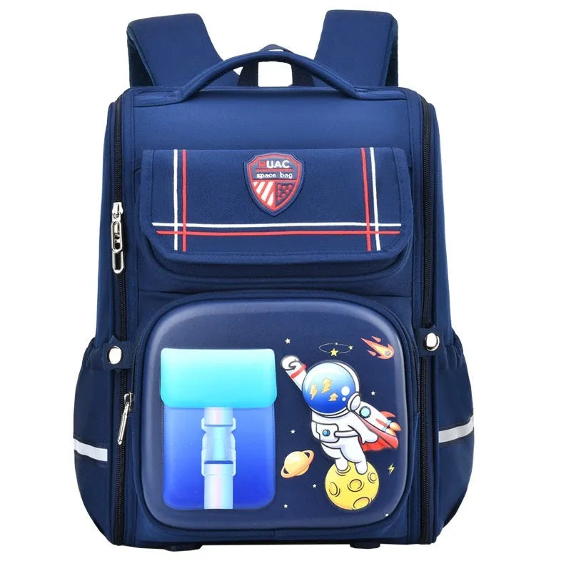 Children's large school backpack with airpillow straps in rabbit or spaceman cartoon patterns