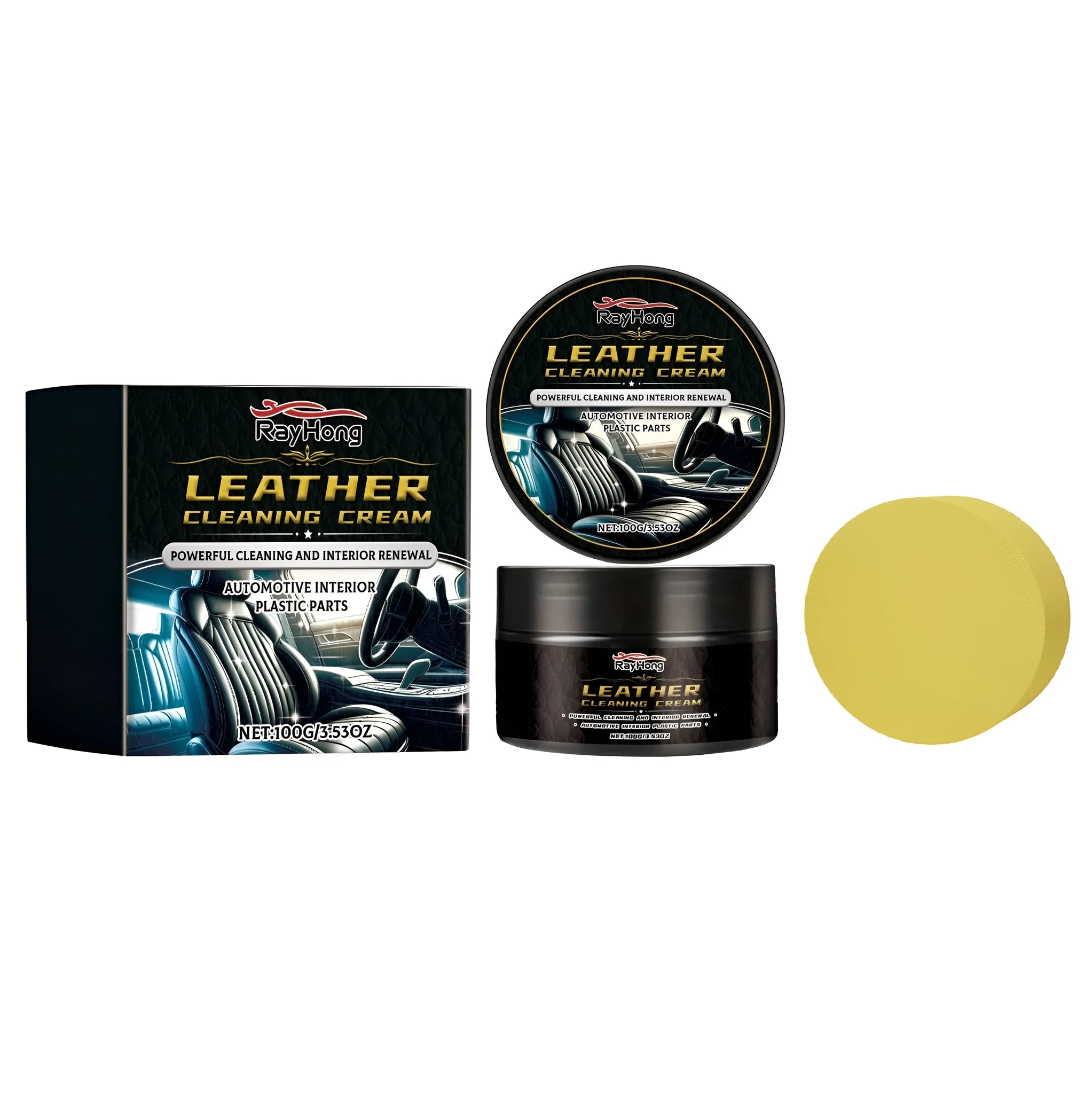 Leather cleaning cream 100g kit with beeswax formula and application sponge for shoes bags furniture