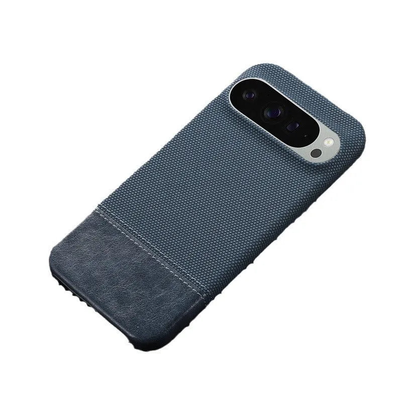 Lambskin leather phone case with anti-fall stitching and plaid pattern for Google Pixel