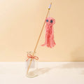 Furry octopus cat toy on 40cm wand for interactive indoor play with kittens