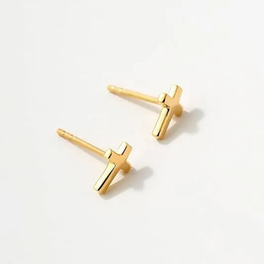 Women's gold bow and silver cross stud earrings geometric fashion jewellery zinc alloy