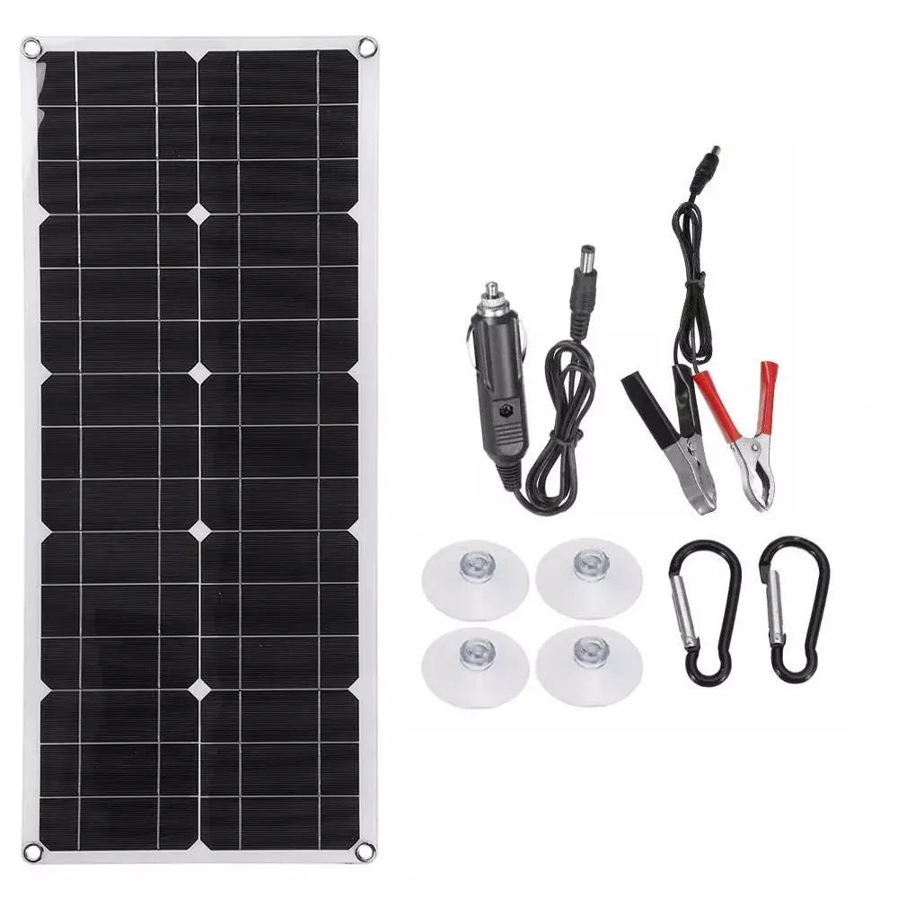 30W semi-flexible solar charging panel with USB port for outdoor device charging