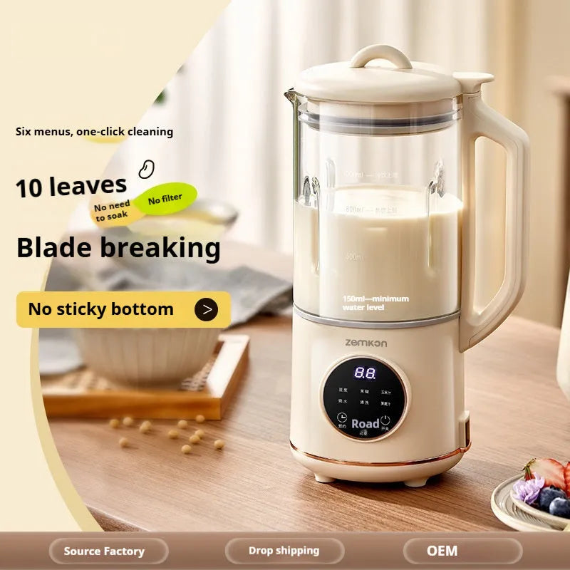 Automatic cytoderm breaking soybean milk machine with 1.2L glass body in milky white colour