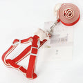 Houndstooth nylon dog leash 120cm in red, pink, blue or brown, small 1.0cm or large 1.5cm width