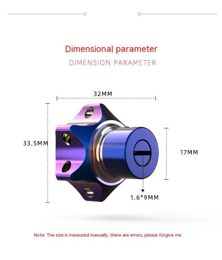 T6 aluminium alloy universal motorcycle key covers in plum blossom, hexagonal, and five-pointed star designs