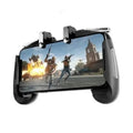 Mobile game controller handle with telescopic arms clipped to smartphone