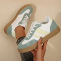 Retro sports casual shoes for women with cross straps, leather stitching, and artificial PU upper in assorted colours