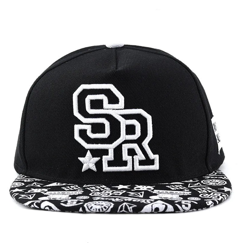 Adjustable cotton baseball cap with dome crown in Black or White