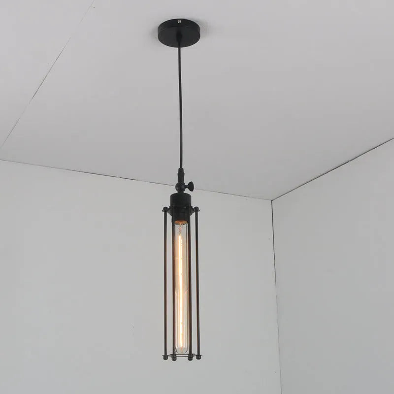 American small droplight dining table pendant light wrought iron black single head
