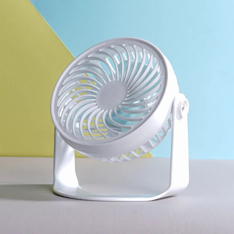 USB-powered desk fan with clip and floor stand options in compact design