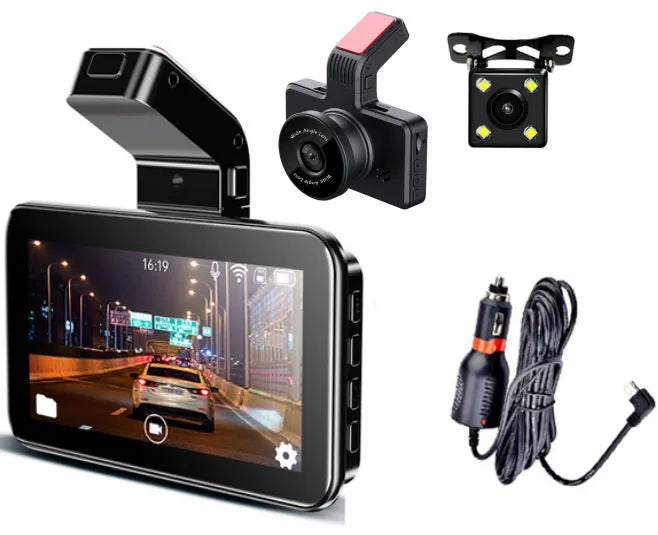 3-inch HD car DVR dashboard camera with double lens front and back recording capability