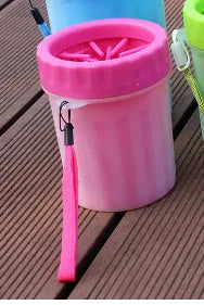 Blue silicone dog paw washing bucket with non-slip base for portable pet foot cleaning
