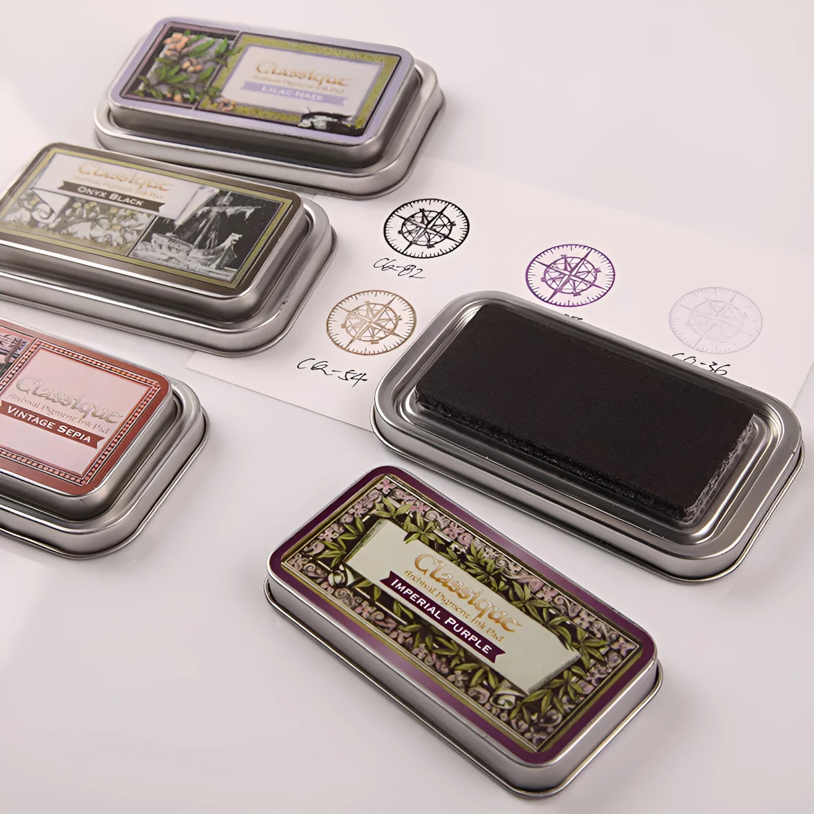 Rectangular quick-dry oily ink pad for rubber stamping in five colour options