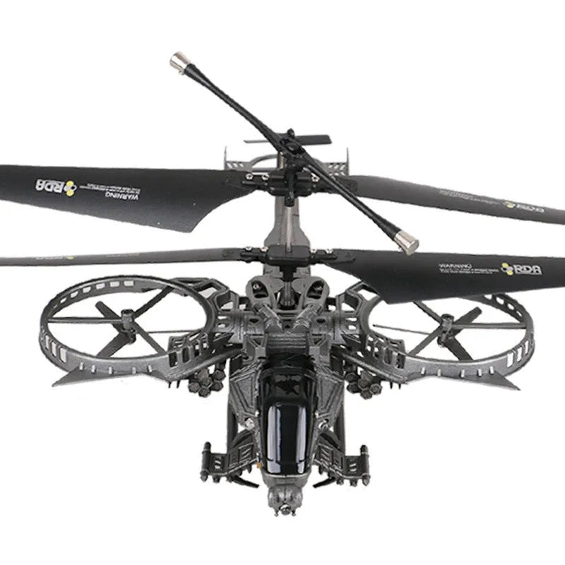 Black remote control helicopter model with ABS plastic body and rotor blades