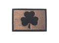 Outdoor embroidered fabric badge with Velcro backing on a green clover design.