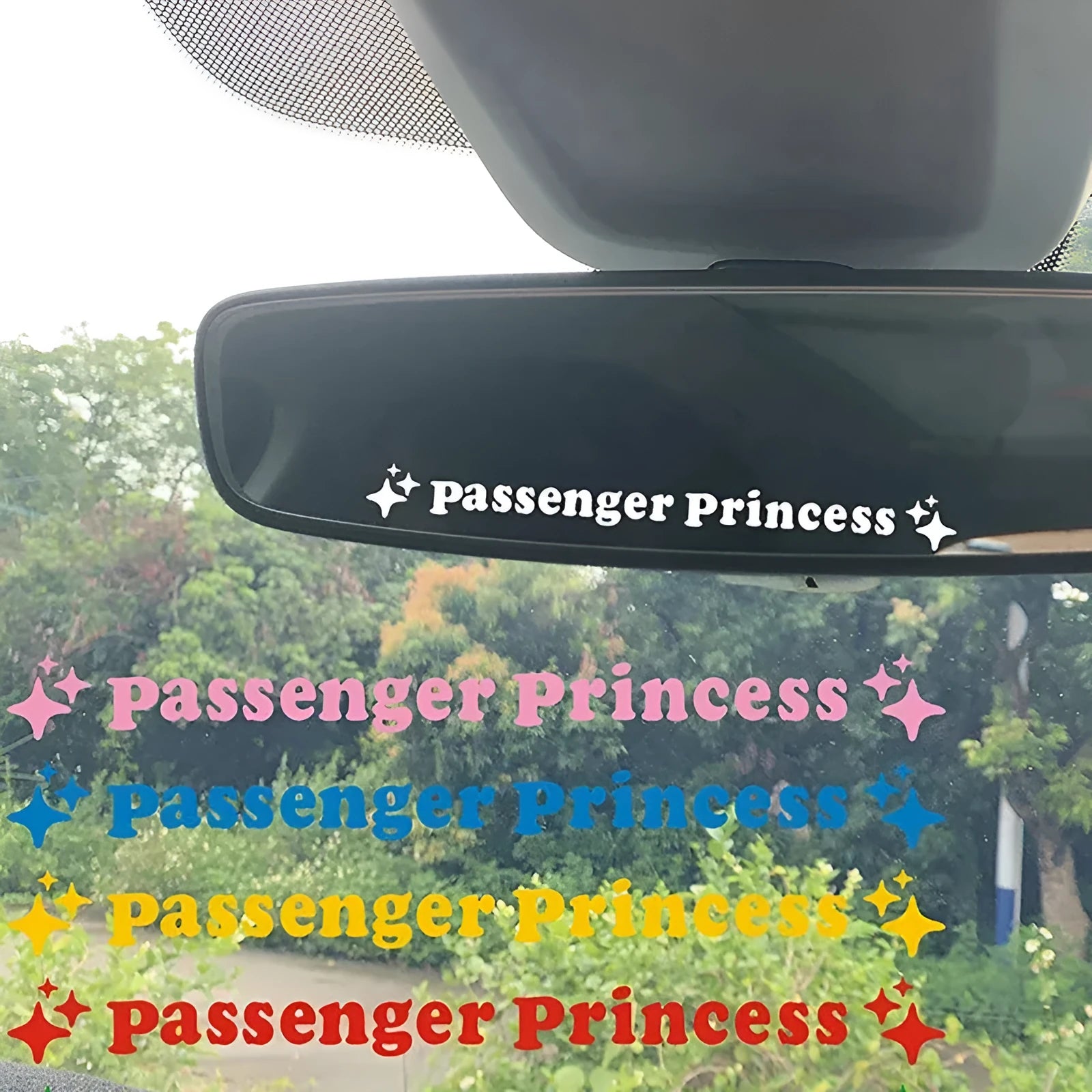 Passenger Princess rearview mirror decorative sticker in 12.5cm size with eight colour options