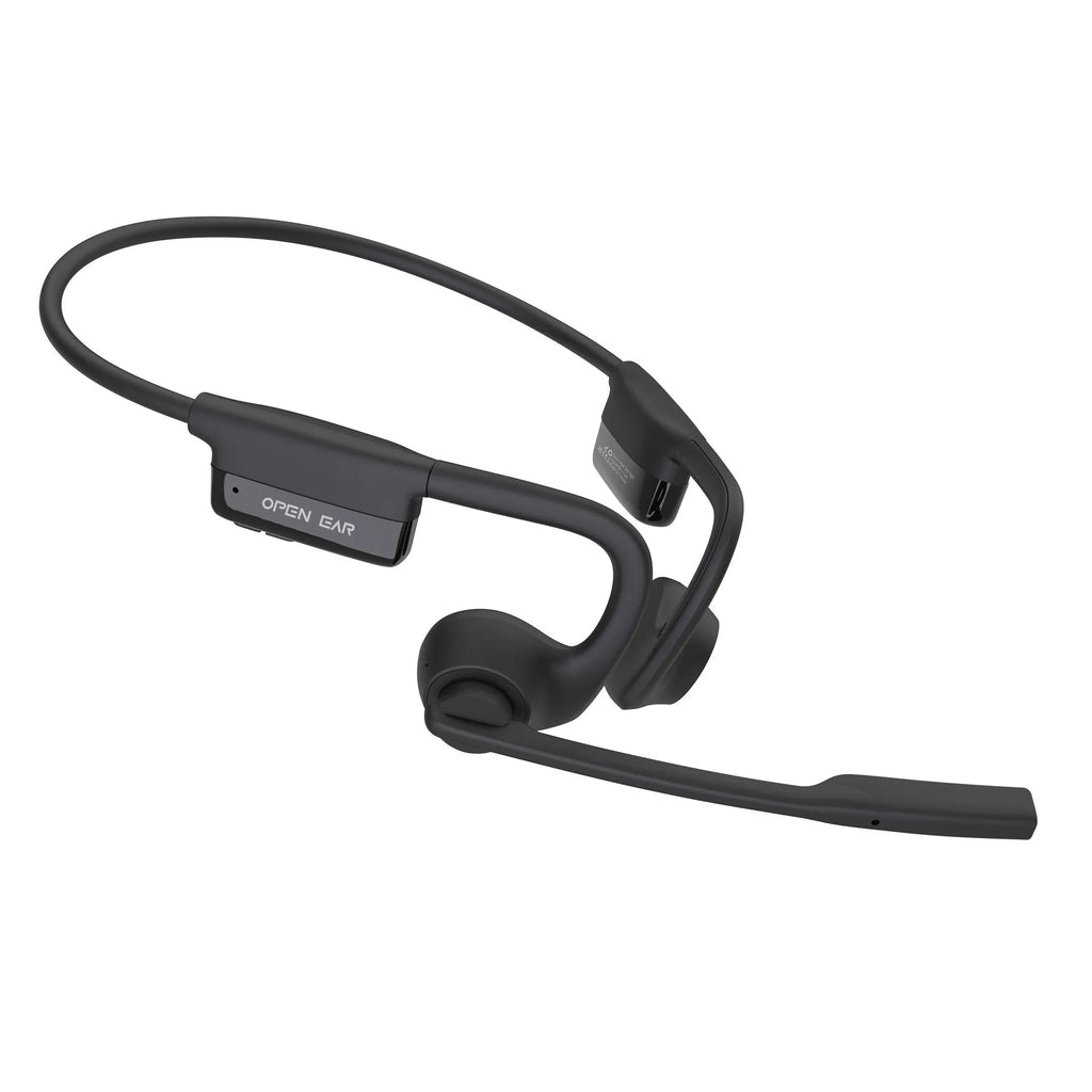 AS24 Black wireless open ear bone conduction Bluetooth headset with ear hook design and ENC noise reduction