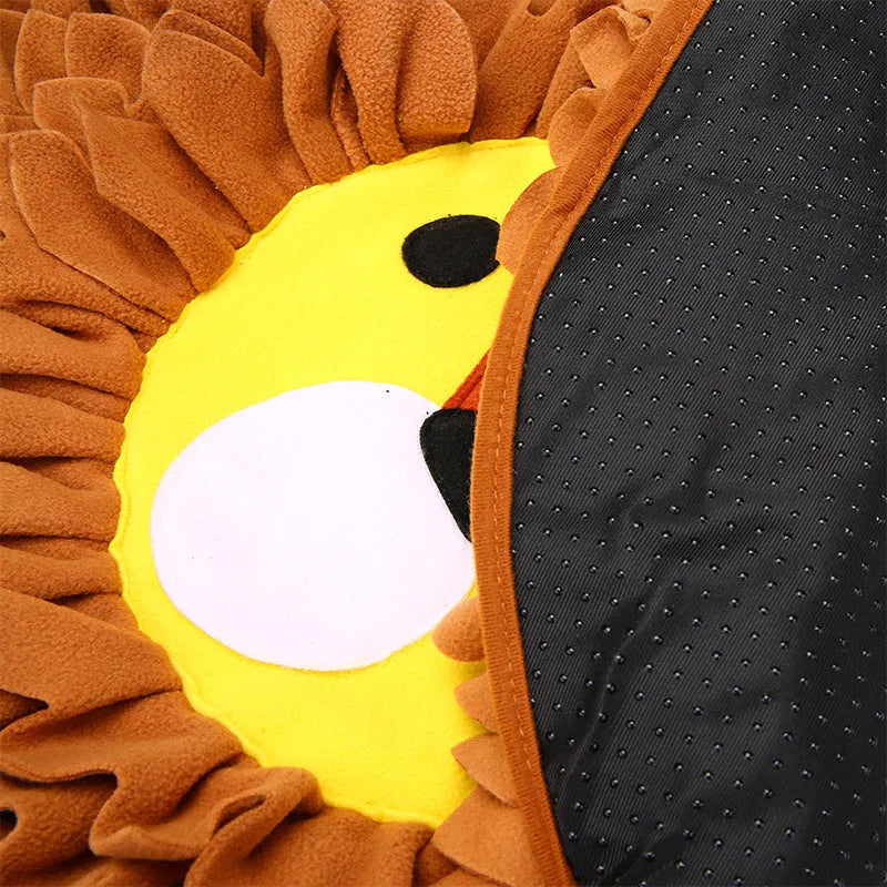 Brown Lion pet sniffing pad blanket for dogs and cats as an interactive food hiding toy