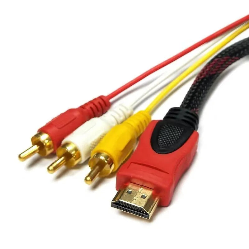 HDMI to AV15 M adapter cable with gold connectors and 1.5m black cable