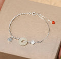 Women's 925 silver Hetian jade bracelet with Chinese style Ruyi Xiaofu geometric design