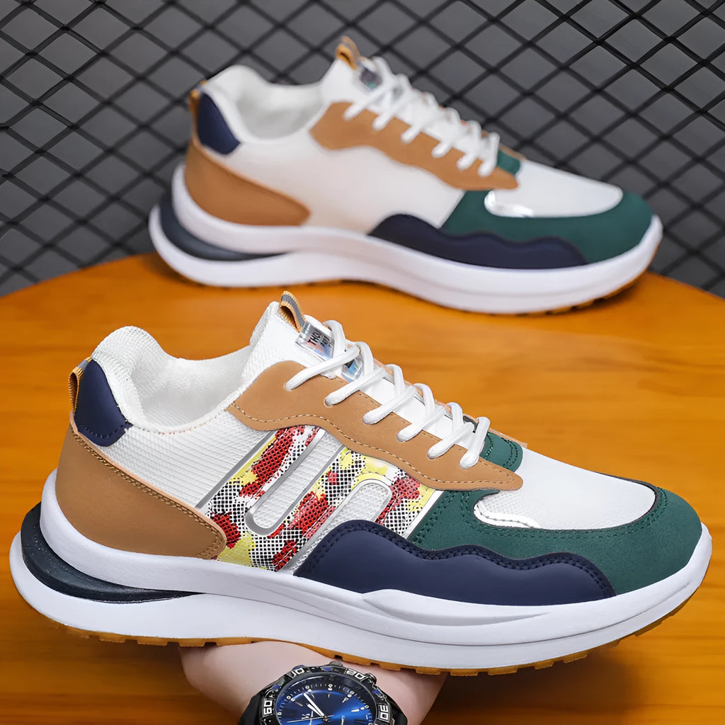 Plus size men's mesh sports casual shoes with leather toe holder and plastic soles