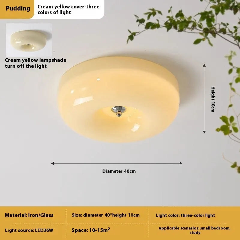 American style three-colour ceiling lamp for bedrooms in cream or white, 30cm and 40cm sizes