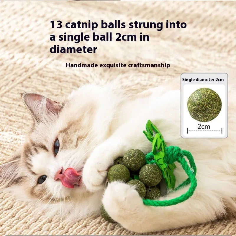 Mint grape cluster teaser molar cat toy in cotton thread with three flavour options