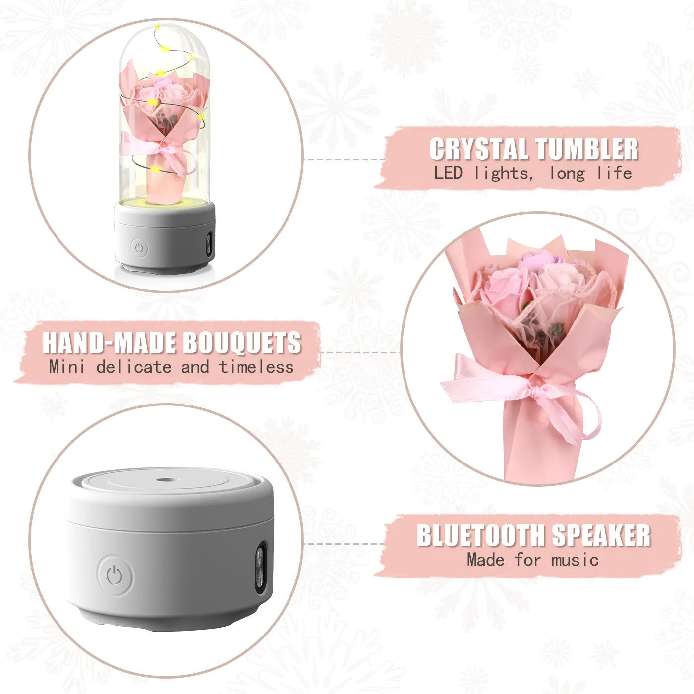LED light bouquet and Bluetooth speaker inside a glass lampshade decorative night light ornament
