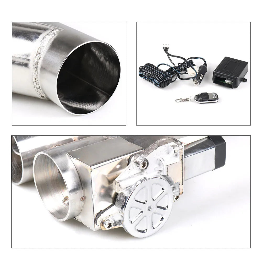 Silver stainless steel electronic control double valve exhaust pipe for car modification, 2-3 inch diameter options