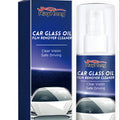 Boxed car glass oil film cleaner, 3.7x14.6cm, with surfactant-based formula for windscreen and window glass.