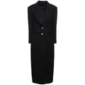 Women's slim-fit extended imitation cashmere coat black two-button front size S to XXL office outerwear