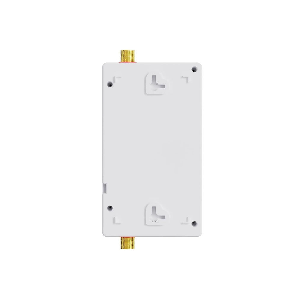 Portable instant electric water heater unit with LED touch screen display in gold, silver, or white finish.