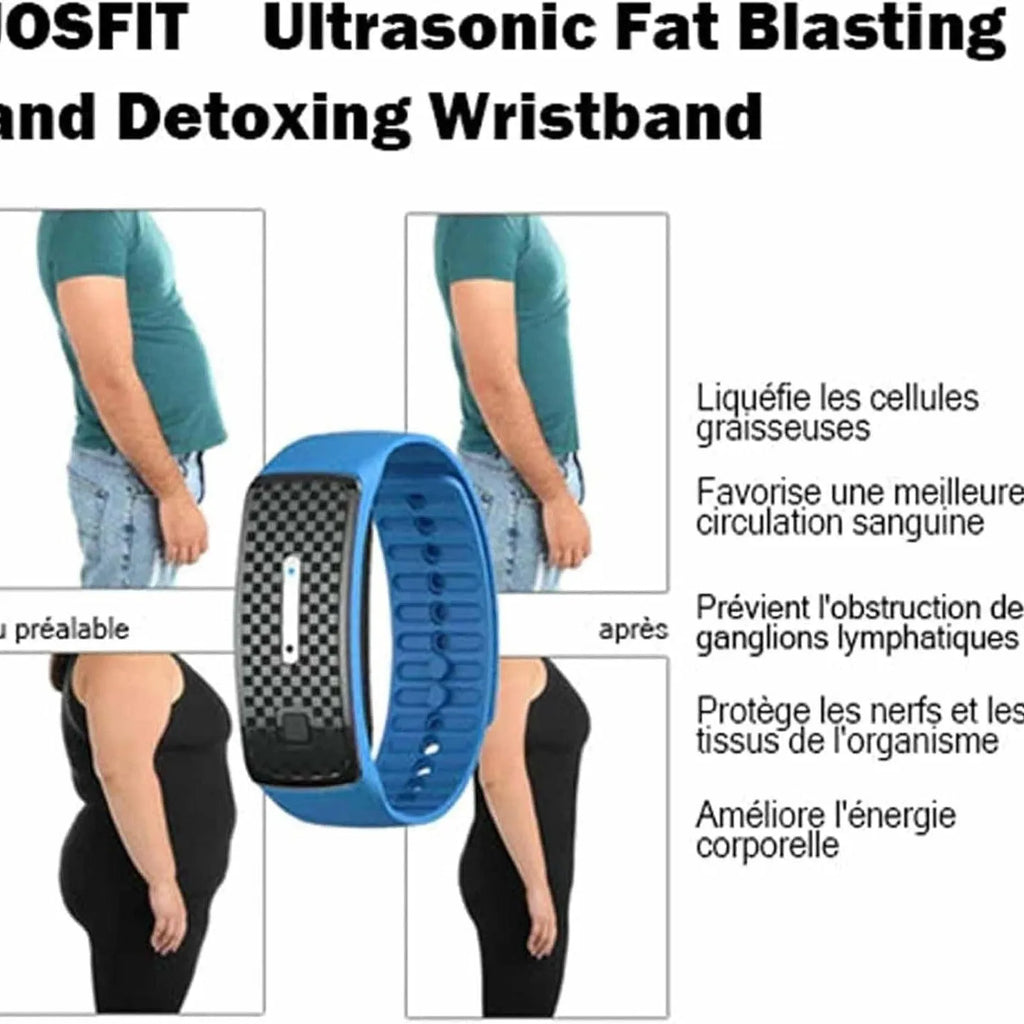 Ultrasonic fat blasting silicone wristband in blue with button operation and smart reminder function