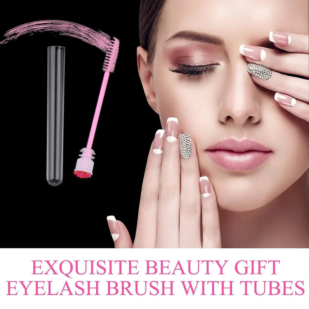 Disposable eyelash brushes with transparent storage tubes in four colours