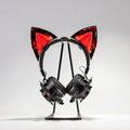 Headphone hairpin net accessory in black luminous colour for cosplay costume party