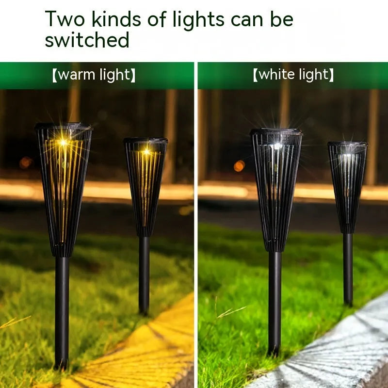 Solar ground lamp flower shape platinum finish IP65 waterproof 9cm by 45cm garden courtyard pathway light