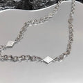 Men's titanium steel diamond pendant necklace on Cuban link chain