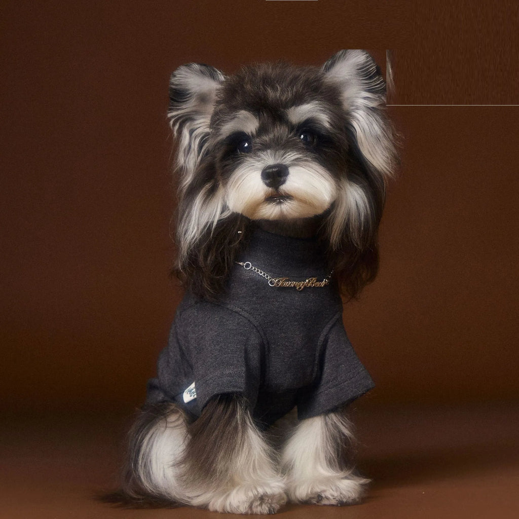 Teddy Schnauzer Bear style solid colour bottom shirt two leg necklace inner coat for dogs in white black and gray